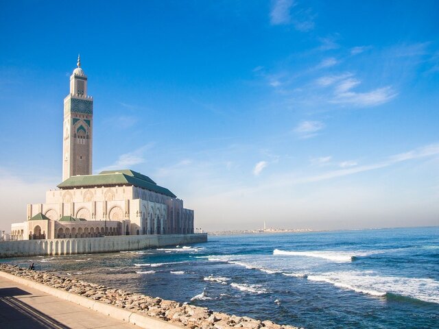 The Hasaan II Mosque from the corniche in Casablanca
