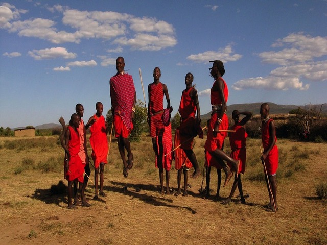 Kenya Sky Men Jumping Maasai Tribe Dancing Clouds