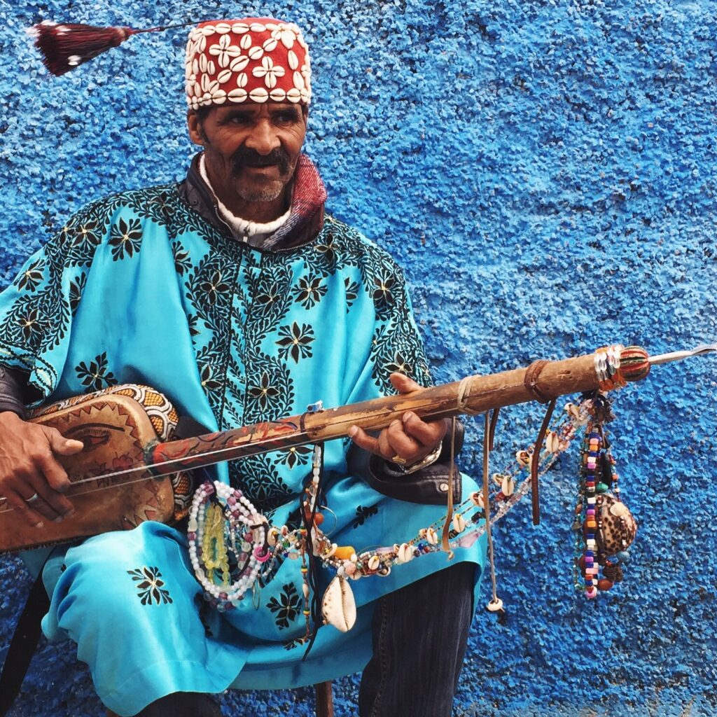 A Gnawa playing music